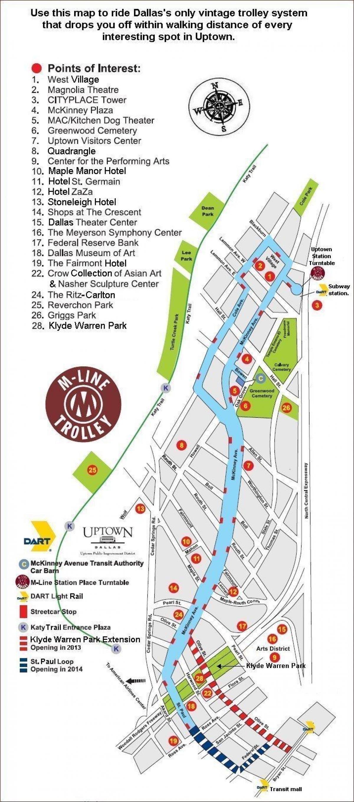 map of Dallas trolley