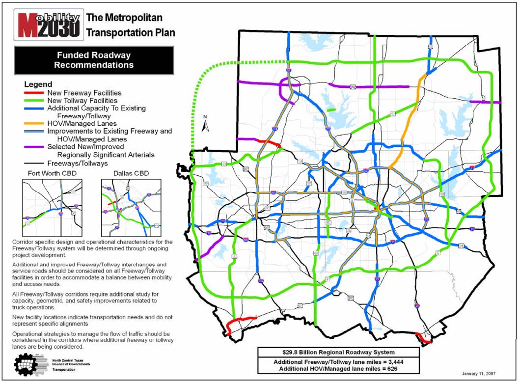 Dallas tollway map - Dallas toll roads map (Texas - USA)