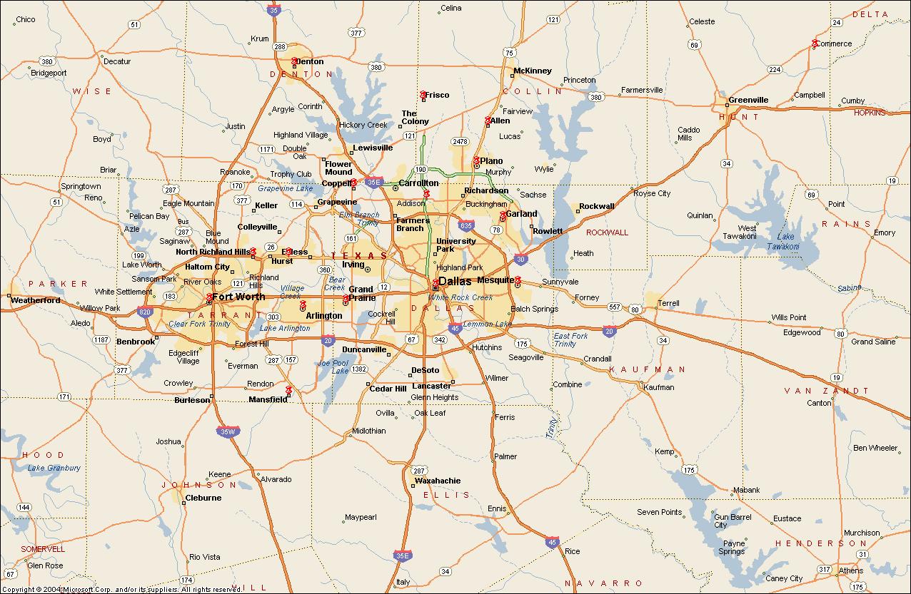 DFW Metroplex Map Dallas Fort Worth Metroplex Map Texas USA   Dfw Metroplex Map 