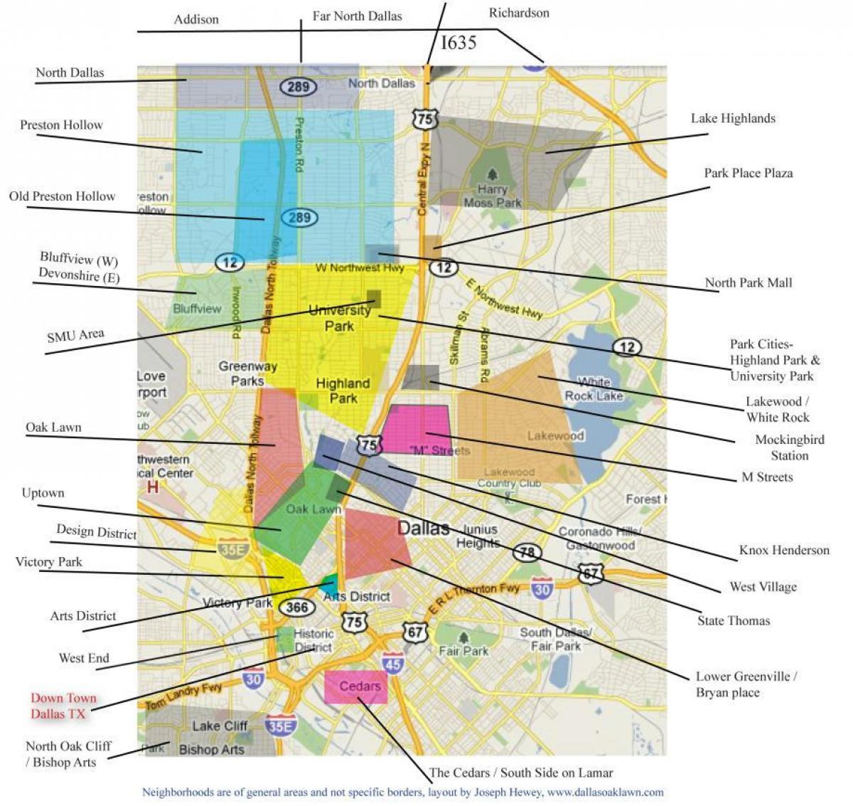 map of Dallas neighborhoods