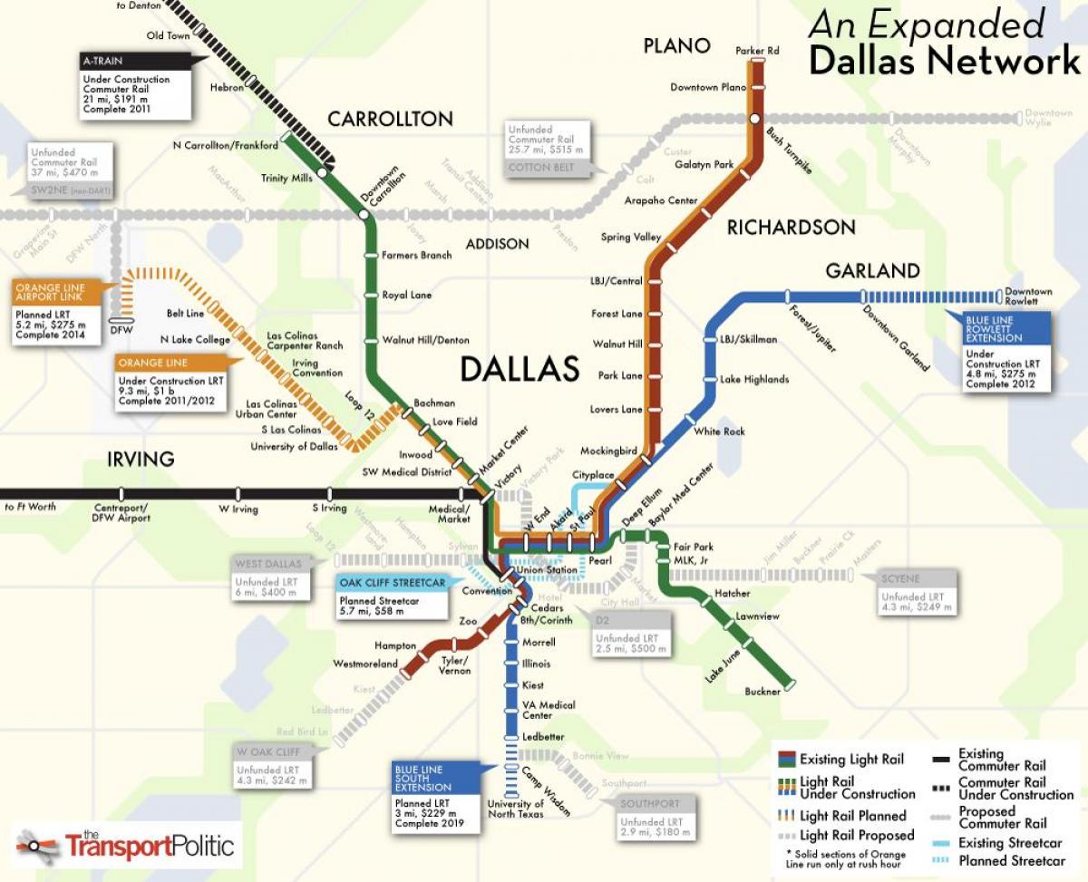 Dallas train system map